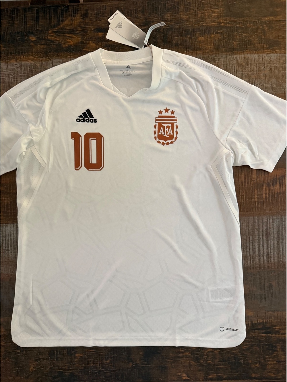 Messi Argentina Adidas White and Copper details XL